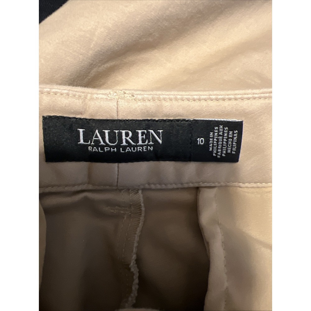 Lauren Ralph Lauren Women's Khaki Dress Pants‎ 10 Flat Front Stretch Business - Picture 7 of 9